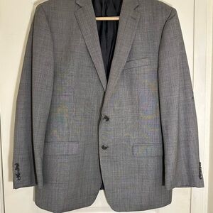Calvin Klein Mens Suit Jacket Size 44R Gray Black 100% Wool Blazer (Flaw)